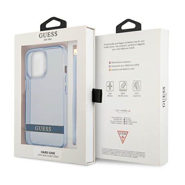Guess GUHCP13LHTSGSB iPhone 13 Pro / 13 6,1&quot; niebieski/blue hardcase Translucent Stap