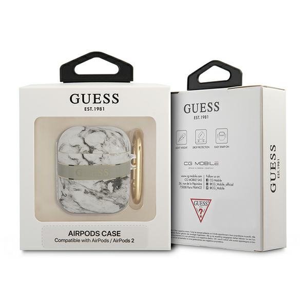 Guess GUA2HCHMAG AirPods 1/2 coverszary/grey Marble Strap Collection