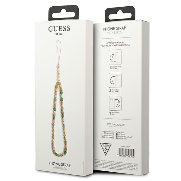 Guess zawieszka GUSTFLWP Phone Strapróżowy/pink Heishi Beads