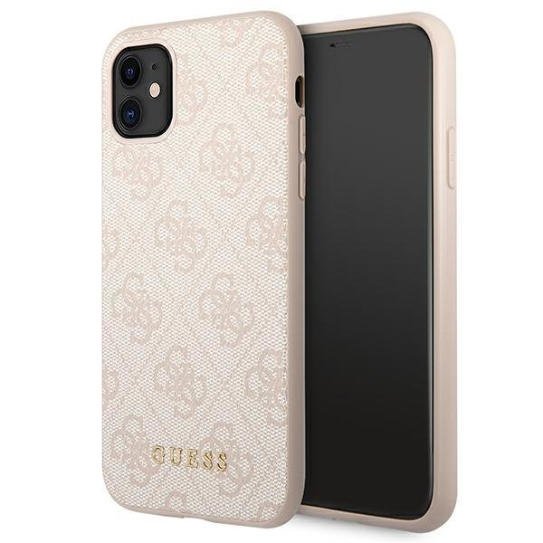 Guess GUHCN61G4GFPI iPhone 11 / Xr 6,1&quot;różowy/pink hard case 4G Metal Gold Logo
