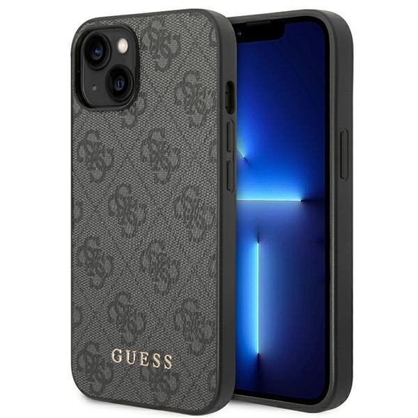 Guess GUHCP14SG4GFGR iPhone 14 / 15 / 136.1&quot; szary/grey hard case 4G Metal Gold Logo