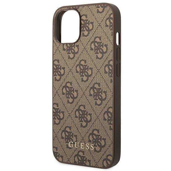 Guess GUHCP14SG4GFBR iPhone 14 / 15 / 13 6.1&quot; brązowy/brown hard case 4G Metal Gold Logo