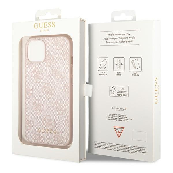 Guess GUHCP14SG4GFPI iPhone 14 / 15 / 136.1&quot; różowy/pink hard case 4G Metal Gold Logo