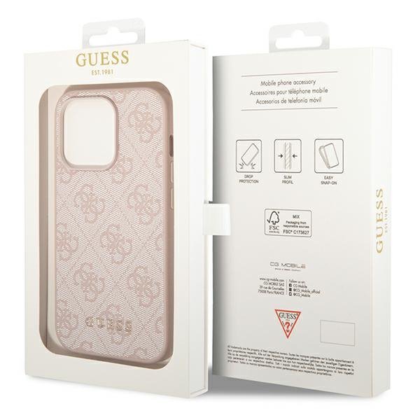 Guess GUHCP14XG4GFPI iPhone 14 Pro Max 6,7&quot; różowy/pink hard case 4G Metal Gold Logo