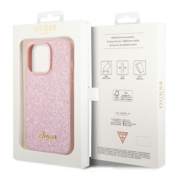 Guess GUHCP14XHGGSHP iPhone 14 Pro Max6,7&quot; różowy/pink hard case Glitter Script