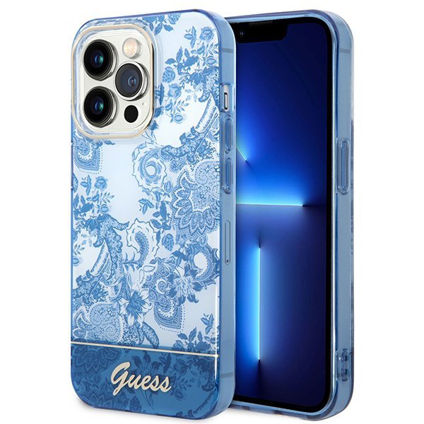 Guess GUHCP14LHGPLHB iPhone 14 Pro 6,1&quot; niebieski/blue hardcase Porcelain Collection