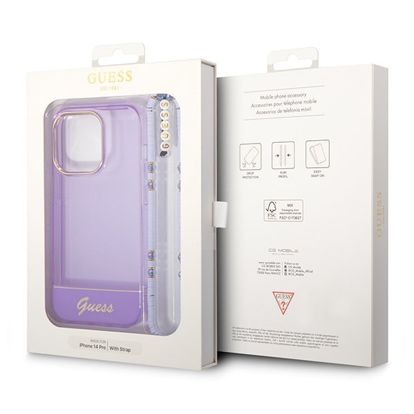 Guess GUHCP14LHGCOHU iPhone 14 Pro 6,1&quot; fioletowy/purple hardcase Translucent Pearl Strap