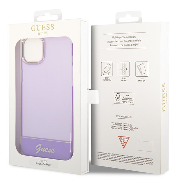 Guess GUHCP14SHGCOU iPhone 14 / 15 / 13 6.1&quot; fioletowy/purple hardcase Translucent