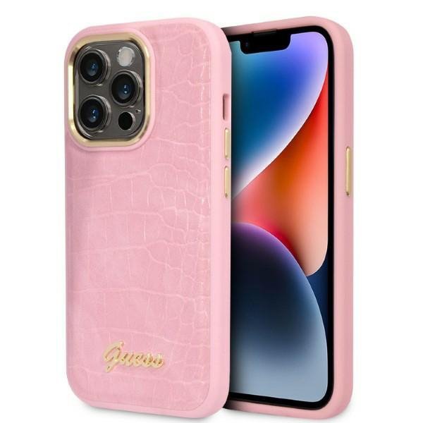 Guess GUHCP14LHGCRHP iPhone 14 Pro 6,1&quot; różowy/pink hardcase Croco Collection