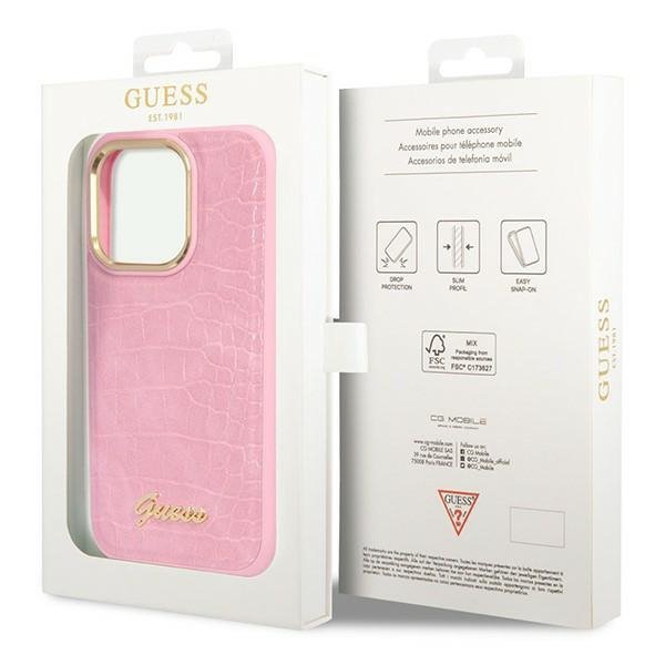Guess GUHCP14LHGCRHP iPhone 14 Pro 6,1&quot; różowy/pink hardcase Croco Collection