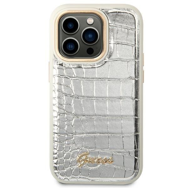 Guess GUHCP14LHGCRHS iPhone 14 Pro 6,1&quot; srebrny/silver hardcase Croco Collection