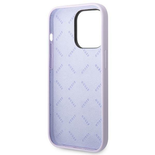 Guess GUHCP14LSLSMU iPhone 14 Pro 6,1&quot; fioletowy/purple hard case Silicone Vintage Gold Logo