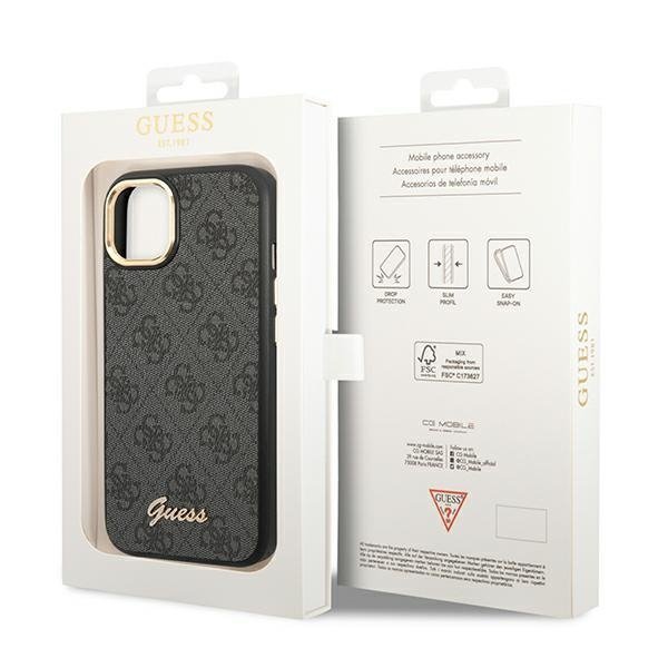 Guess GUHCP14MHG4SHK iPhone 14 Plus / 15 Plus 6.7&quot; czarny/black hard case 4G Vintage Gold Logo