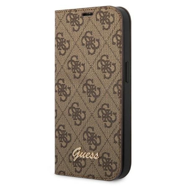 Guess GUBKP14SHG4SHW iPhone 14 / 15 / 13 6.1" brązowy/brown book 4G Vintage Gold Logo