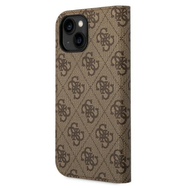 Guess GUBKP14SHG4SHW iPhone 14 / 15 / 13 6.1" brązowy/brown book 4G Vintage Gold Logo