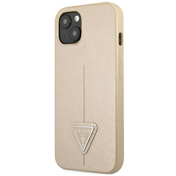 Guess GUHCP14MPSATLE iPhone 14 Plus / 15 Plus 6.7&quot; beżowy/beige hardcase SaffianoTriangle Logo