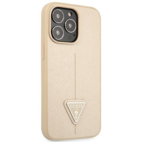Guess GUHCP14XPSATLE iPhone 14 Pro Max 6,7&quot; beżowy/beige hardcase SaffianoTriangle Logo