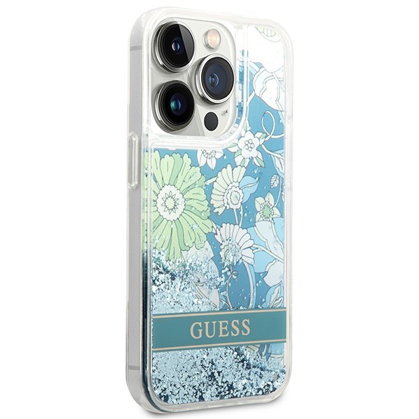 Guess GUHCP14LLFLSN iPhone 14 Pro 6,1&quot; zielony/green hardcase Flower Liquid Glitter