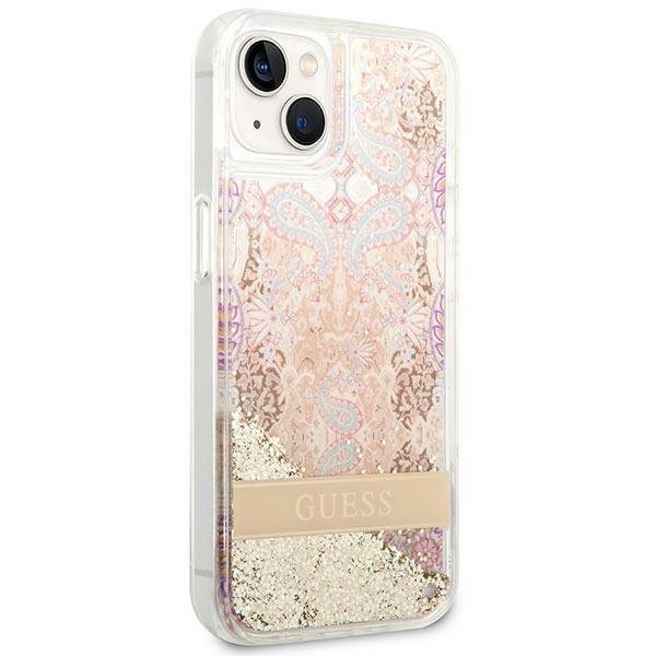 Guess GUHCP14MLFLSD iPhone 14 Plus / 15 Plus 6.7&quot; złoty/gold hardcase Paisley Liquid Glitter