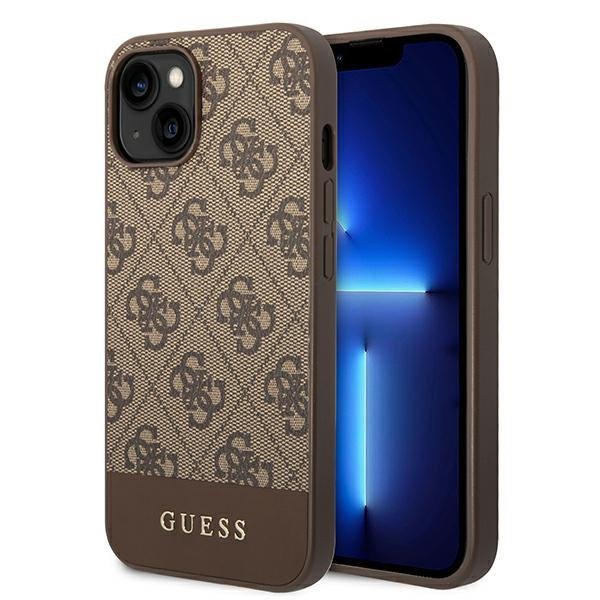Guess GUHCP14SG4GLBR iPhone 14 / 15 / 13 6.1&quot; brązowy/brown hard case 4G Stripe Collection