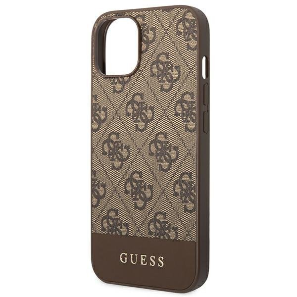 Guess GUHCP14SG4GLBR iPhone 14 / 15 / 13 6.1&quot; brązowy/brown hard case 4G Stripe Collection