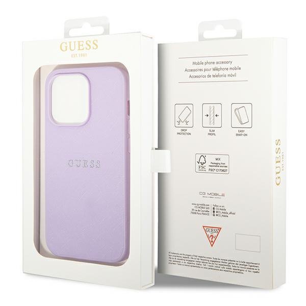 Guess GUHCP14LPSASBPU iPhone 14 Pro6,1&quot; fioletowy/purple Saffiano Strap