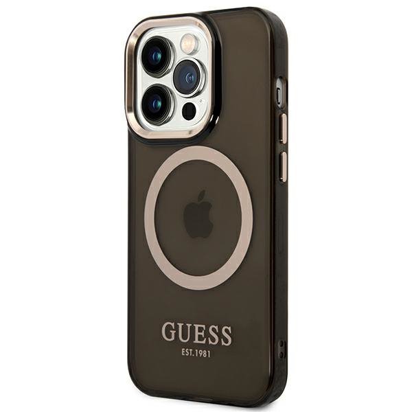 Guess GUHMP14XHTCMK iPhone 14 Pro Max6,7&quot; czarny/black hard case Gold Outline Translucent MagSafe