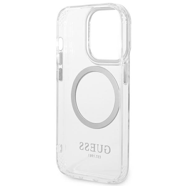 Guess GUHMP14XHTRMS iPhone 14 Pro Max 6,7&quot; srebrny/silver hard case Metal Outline Magsafe