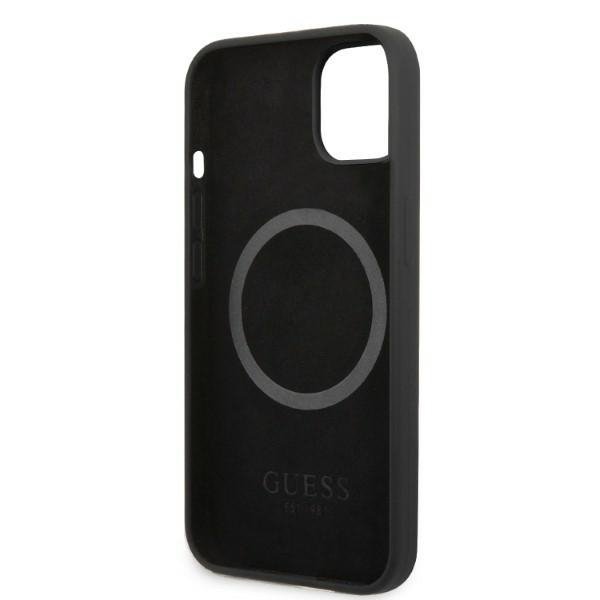 Guess GUHMP13SSPLK iPhone 13 mini 5,4&quot; czarny/black hard case Silicone Logo Plate MagSafe