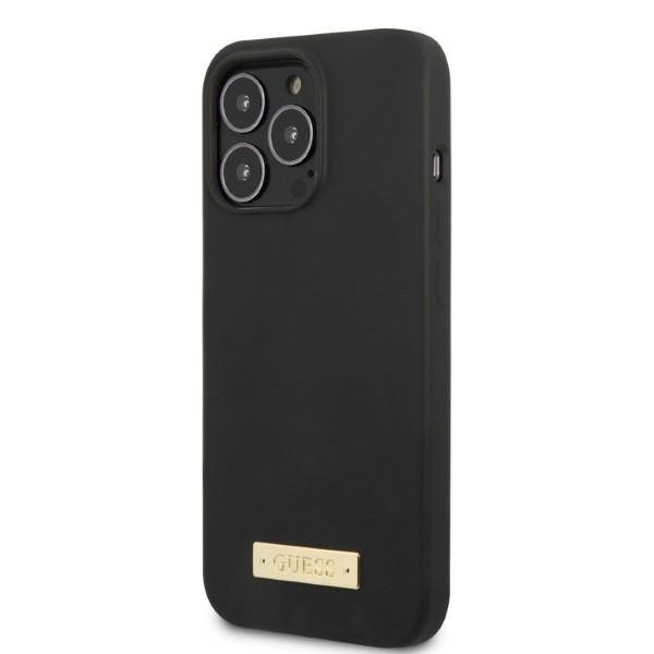 Guess GUHMP13LSPLK iPhone 13 Pro / 13 6,1&quot; czarny/black hard case Silicone Logo Plate MagSafe