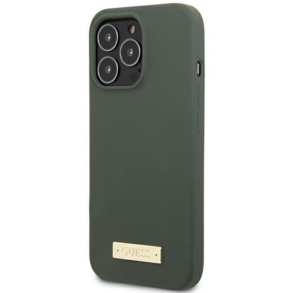 Guess GUHMP13LSPLA iPhone 13 Pro / 13 6,1&quot; zielony/khaki hard case Silicone Logo Plate MagSafe