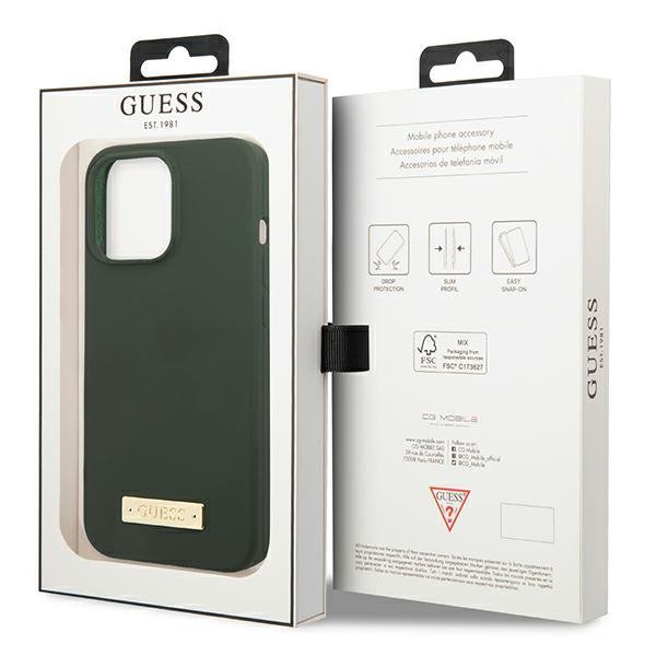 Guess GUHMP13LSPLA iPhone 13 Pro / 13 6,1&quot; zielony/khaki hard case Silicone Logo Plate MagSafe