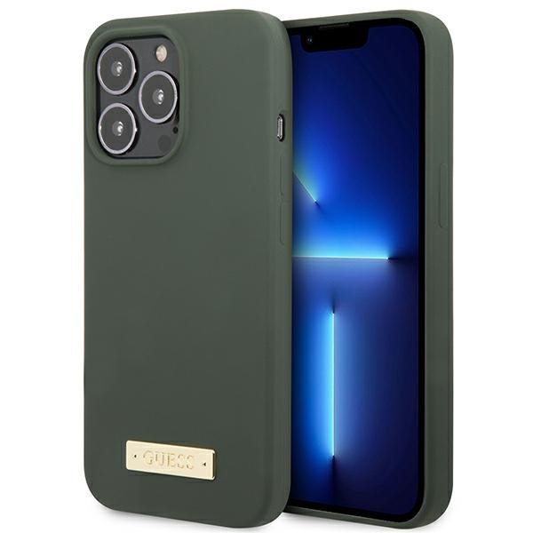 Guess GUHMP13XSPLA iPhone 13 Pro Max 6,7&quot; zielony/khaki hard case Silicone Logo Plate MagSafe