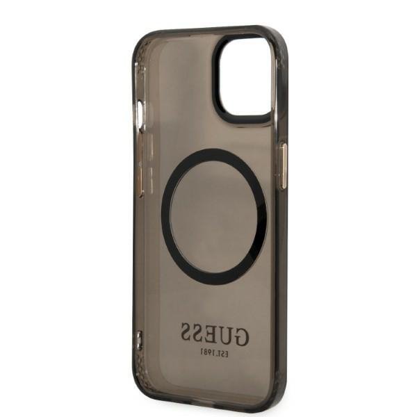 Guess GUHMP13MHTCMK iPhone 13 / 14 / 15 6.1&quot; czarny/black hard case Gold Outline Translucent MagSafe