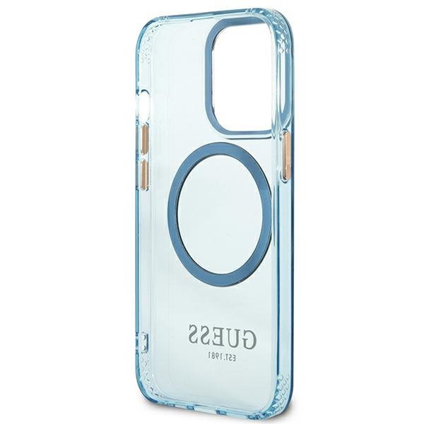 Guess GUHMP13LHTCMB iPhone 13 Pro / 13 6,1&quot; niebieski/blue hard case Gold Outline Translucent MagSafe