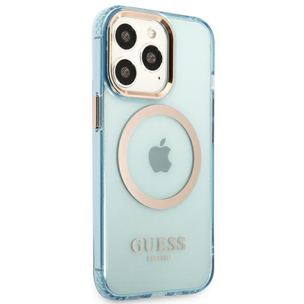 Guess GUHMP13XHTCMB iPhone 13 Pro Max6,7&quot; niebieski/blue hard case Gold Outline Translucent MagSafe