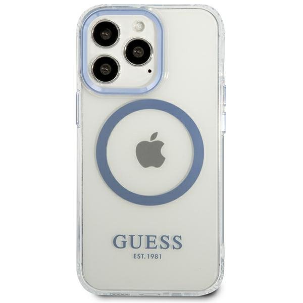 Guess GUHMP13LHTRMB iPhone 13 Pro / 13 6,1&quot; niebieski/blue hard case Metal Outline Magsafe