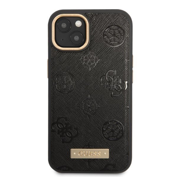 Guess GUHMP13MSAPSTK iPhone 13 / 14 / 15 6.1&quot; czarny/black hardcase Peony Logo Plate MagSafe