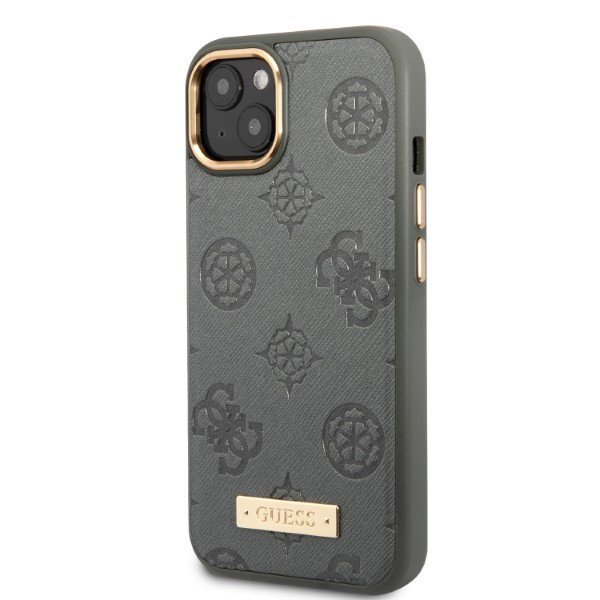 Guess GUHMP13MSAPSTG iPhone 13 / 14 / 15 6.1&quot; szary/grey hardcase Peony Logo Plate MagSafe