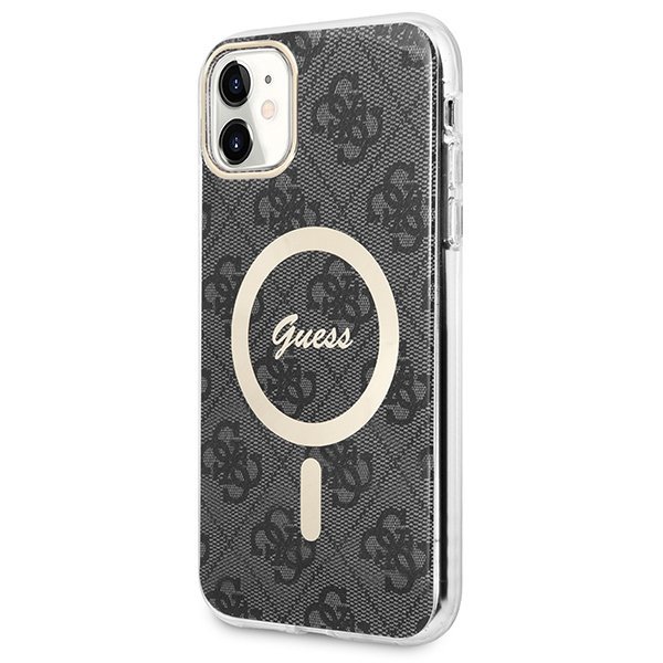 Zestaw Guess GUBPN61H4EACSK Case+Charger iPhone 11 6,1&quot; czarny/black hard case 4G Print MagSafe