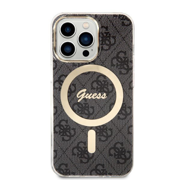 Zestaw Guess GUBPP13XH4EACSK Case+ Charger iPhone 13 Pro Max czarny/black hard case 4G Print MagSafe