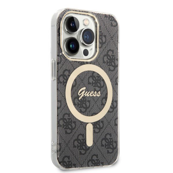 Zestaw Guess GUBPP14XH4EACSK Case+ Charger iPhone 14 Pro Max 6,7&quot; czarny/black hard case 4G Print MagSafe