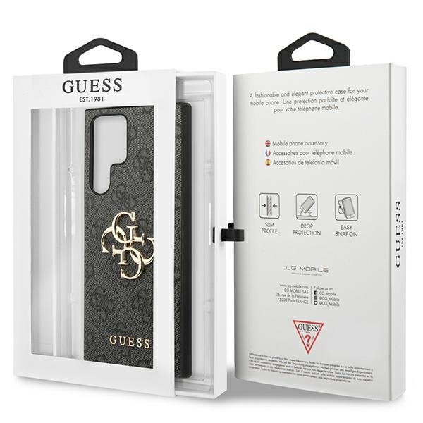 Guess GUHCS23L4GMGGR S23 Ultra S918szary/grey hardcase 4G Big Metal Logo
