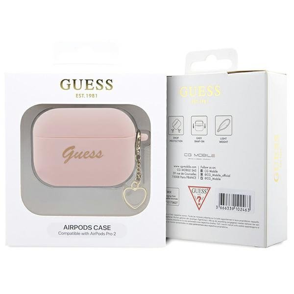 Guess GUAP2LSCHSP AirPods Pro 2 (2022/2023) cover różowy/pink Silicone Charm Heart Collection