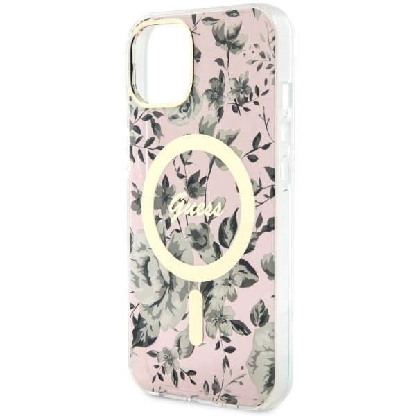 Guess GUHMP14MHCFWSP iPhone 14 Plus/ / 15 Plus 6.7&quot; różowy/pink hardcase Flower MagSafe