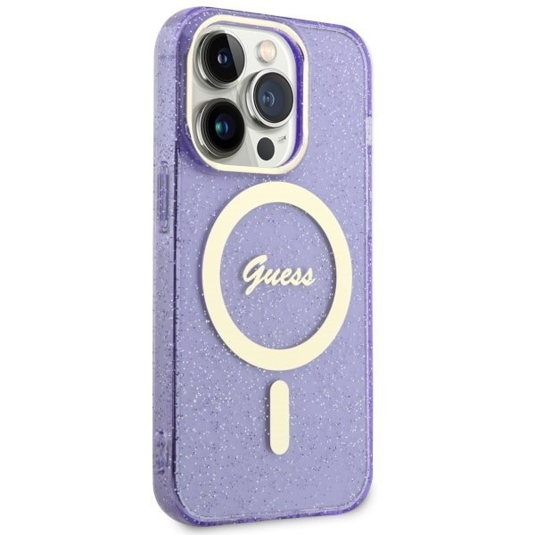 Guess GUHMP14XHCMCGU iPhone 14 Pro Max6.7&quot; purpurowy/purple hardcase Glitter Gold MagSafe