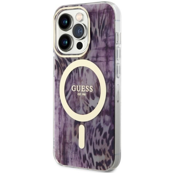 Guess GUHMP14LHLEOPWP iPhone 14 Pro 6.1&quot; różowy/pink hardcase Leopard MagSafe