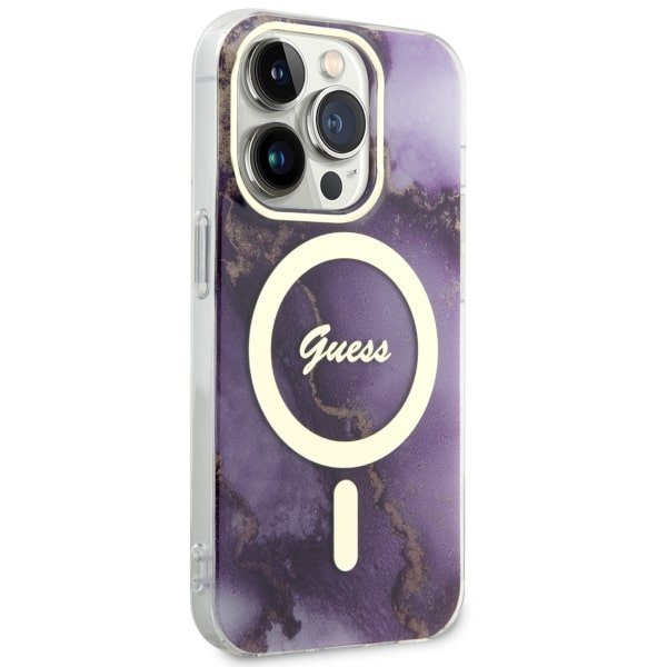 Guess GUHMP14XHTMRSU iPhone 14 Pro Max 6.7&quot; purpurowy/purple hardcase Golden Marble MagSafe