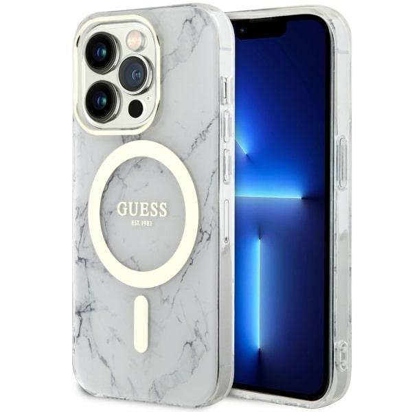 Guess GUHMP14LPCUMAH iPhone 14 Pro 6.1&quot; biały/white hardcase Marble MagSafe