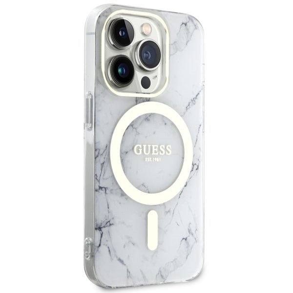 Guess GUHMP14LPCUMAH iPhone 14 Pro 6.1&quot; biały/white hardcase Marble MagSafe